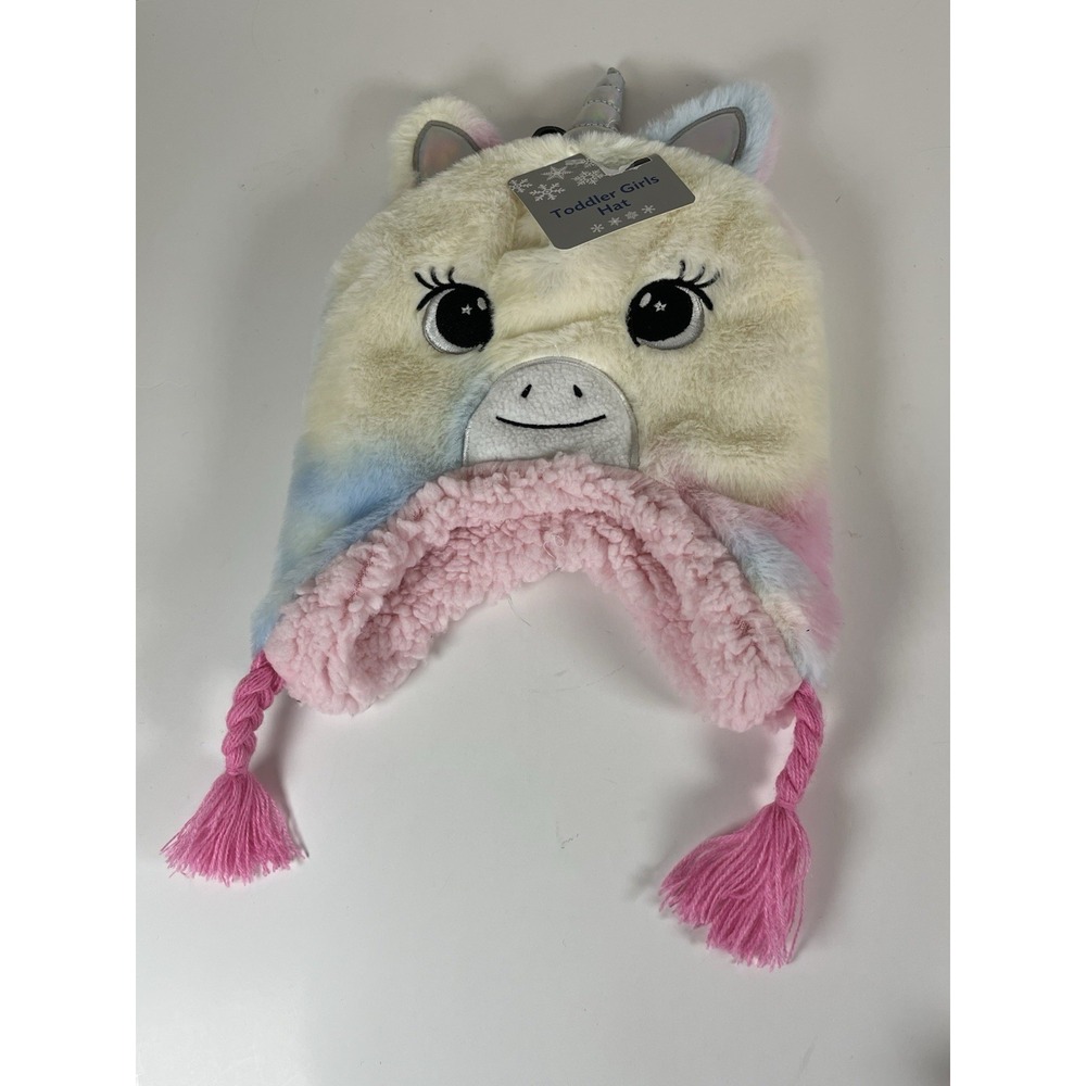 Unicorn Fleece Beanie Toddler Girls | Pink Sherpa Lined Winter Hat‎ | NEW